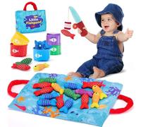 Toddler Toys Montessori 10-in-1 Cloth Fishing Game - Stacking Cups, Number Counting, Color Sorting - Educational Learning Toy for 1 Year Old Boys & Girls, Fine Motor Skills & Sensory Play