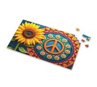 Toddler Toys Peaceful Sunflower Mandala Picture Puzzle Outfoxed Game For Kids Puzzles 500 Pieces(300PCS)
