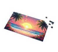 Toddler Toys Sunset At The Beach With Palm Trees And Flowers Picture Puzzle 500 Piece Jigsaw Puzzles 500 Piece Jigsaw Puzzles(1000PCS)