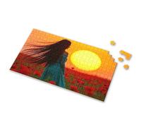 Toddler Toys Woman In Blue Dress Standing In Poppy Field At Sunset Picture Puzzle Gifts For 5 Year Old Girls Toys Under 10 Dollars(500PCS)