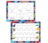 Toddler Tracing Practice Sheets - Reusable Shape & Line Writing Board | Double-Sided Wipeable Mat | Preschool Learning Tool for Hand Control & Early Writing Practice