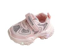 Toddler Trainers Girls Light Up Trainers Glitter Shiny Chunky Soft Sole Non Slip Walking Shoes Breathable Casual Sneakers for Baby Girls Age 6 Months to 6 Years Lightweight Flashing Outdoor