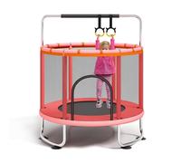 Toddler Trampoline,59"Kids Trampoline,4.92ft Trampoline for Age 1-8 Kids,1.5M Indoor Outdoor Trampolines with Safety Enclosure Net, Basketball Hoop, Ball, Hanging Rings (red)