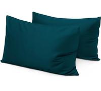 Toddler Travel Pillow Cases 14x20 Set of 2 Teal 100% Egyptian Cotton | 600 TC Soft, Breathable & Naturally Cooling Travel Pillow Case Cover with Envelope Closure 14 x 20 Inches, Teal