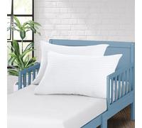 Toddler Travel Pillowcase 100% Soft Egyptian Cotton Set of 2 Small Pillowcase 500 Thread Count with Zipper Closure Toddler Pillowcase (White Striped, Toddler 12x16)