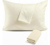 Toddler Travel Pillowcase 12x16 inch,Egyptian Cotton 500 Thread Count with Zipper Closure Small Pillow case Pack of 2 mini Toddler Pillow Cases 12x16 inch, Ivory