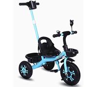 Toddler Tricycle Foldable Bicycle Child Children's Tricycle Wear- Foam Tire Car Boy Girl Outdoor Toy (Color : Green) (Blue)