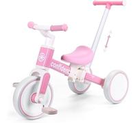 Toddler Trike Balance Bike for 2 3 4 Year Olds, 5 in 1 Kids Tricycle with Parent Handle & Removable Pedals, Push Trike Ride on Toys, Birthday Gifts for Boys Girls