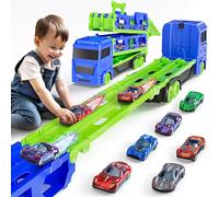 Toddler Truck Toys Cars for 2 3 4 Year Old Boys Gifts - 65 Inch Race Track Car for Boys Toys Age 2 3 4 - Transporter Truck Toy with 6 Mini Cars - Easter Birthday Gifts Vehicles Toy for Kids Present