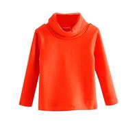 Toddler Turtleneck Shirt Boys Girls Long Sleeve Cotton Pullover Top, Soft Casual Solid Color Tee for Kids, Warm Winter Undershirt or Layering Outfit (Orange, 2-3 Years)