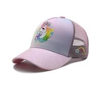 Toddler Unicorn Trucker Caps, Adjustable Embriodery Mesh Snapback Baseball Hats for Kids Age 2-6 Pink