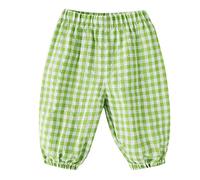 Toddler Unisex Checkered Joggers Breathable Plaid Trousers with Soft Elastic Waist for Baby Boys & Girls (Green, 6-12 Months)