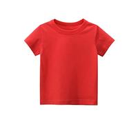 Toddler Unisex Plain T-Shirt Boys Girls Short Sleeve Cowl Neck Top Classic Solid Color Tee School PE Tshirt Summer Casual Shirts School Sweatshirt Loose Tops (Red, 8 Years)