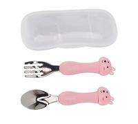 Toddler Utensils with Case,Baby Toddler Fork and Spoon Utensil Set,Baby Feeding Training Cartoon Spoons Forks Portable Children Animal Tableware for Kids(Bunny)