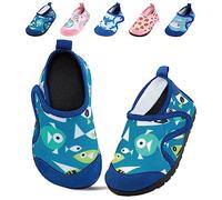 Toddler Water Shoes Kids Beach Swimming Pool Shoes, Quick Dry Non-Slip Barefoot Aqua Shoes for Children Boys Girls Light Blue Fish 12.5/14 UK (Label Size 34-35)
