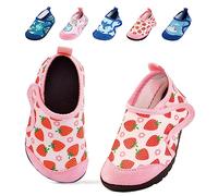 Toddler Water Shoes Kids Beach Swimming Pool Shoes, Quick Dry Non-Slip Barefoot Aqua Shoes for Children Boys Girls Pink Strawberry 12.5/14 UK (Label Size 34-35)