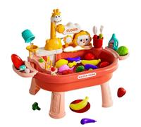 Toddler Water Table | Kids Play Kitchen Sink Toy with Electric Faucet| Activity Sensory Play Tables Beach Summer Outside Toy | Kitchen Role Play for Boys Girls toddler 60x33x44cm