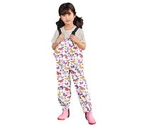 Toddler Waterproof Rain Coat with Hood, Breathable Reflective Rain Dungarees, Adjustable One-Piece Mud Proof Overalls, Lightweight Windproof Outdoor Suit