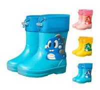 Toddler Wellies for Kids Boys Girls Dinosaur Rain Boots with Drawstring Closure Waterproof Non-Slip Unisex Children Wellies Dino Wellington Boots Rubber Rain Shoes Outdoors Sky Blue Footwear UK 10