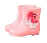 Toddler Wellies for Kids Boys Girls Dinosaur Rain Boots with Pull on Drawstring Closure Waterproof Non-Slip Children Wellies Wellington Boots Rubber Rain Shoes Outdoors A1_Pink Footwear UK 12.5