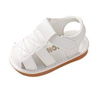 Toddler Wide Toe Box Sandals Baby Leather Soft Closed Toe Outdoor Sport Walking Flats Kids Non Slip Summer Dress Shoes Trendy Stylish Cute Cushioned Slip on Sandals (White, 5 Infant)