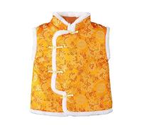 Toddler Winter Coat Boys 5t Toddler Kids Vest Coat Chinese Calendar New Year Sleeveless Traditional Tang Suit Tops Infant Baby Coat Performance Costumes Toddler Boy Jackets 4t (Yellow, 2-3 Years)