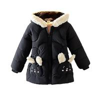 Toddler Winter Coats Faux Fur Hooded Infants Sherpa Fleece Lined Puffer Jacket Thickened Warm Coat for Baby Girls Cotton Padded Jacket Teen Girl Winter Jackets (Black, 1-2 Years)