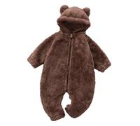 Toddler Winter Jumpsuit Thermal Snowsuit Jumpsuits Cotton Long Sleeve Onesies Full Length Hooded Bodysuits Warm Infant Fuzzy Fleece Toddlers Clothes for Boys Girls 0-12M