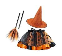 Toddler Witch 3-Piece Witch TUTU TUTET Costume for Girls Ages 2-8 Includes a Witch Hat, Broom Skirt and Tutu - Toddler Halloween Costume