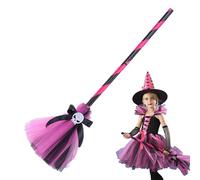 Toddler Witch Costume - Witch Accessories for Spooky Halloween | Skull Broom Ribbon Hat for Theme Party, Costume Party