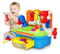 Toddler Workbench Shape Sorter,Baby Tool Bench Toy for 1 Year Old Boys,Tool Set & Bench, Light Up Toy Drill, Pretend Drill For Boy,Educational Learning Workbench for Baby Boys Girls Age