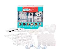 Toddleroo by North States Childproofing Deluxe Kit | 4 Door knob Covers, 34 Plug Protectors, 18 latches, 1 Pinch Protector, 4 Gel Corners, 4 Cabinet Locks | Baby proofing Set (65 Piece Set, White)