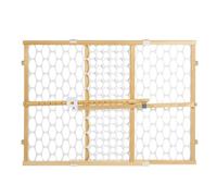 Toddleroo by North States Quick Fit Oval Mesh Wooden Baby Gate: 26.5"- 42" Wide. Pressure Mounted Baby Gate for Doorway. Tension Lever for Quick Custom Fit. (23" Tall, Sustainable Hardwood)