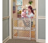 Toddleroo by North States Supergate Ergo Child Gate, Baby Gate for Stairs and Doorways. Includes Wall Cups. Pressure or Hardware Mount. Made in USA. (26" Tall, Sand)