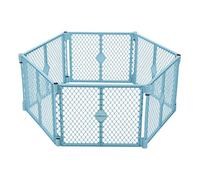 Toddleroo by North States Superyard Indoor-Outdoor Play Yard: Safe Play Area Anywhere - Folds Up with Carrying Strap for Easy Travel. Freestanding. 18.5 Sq.'. Enclosure (26" Tall, Aqua Blue, 6-Panel)