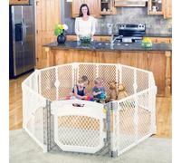 Toddleroo by North States - Superyard Ultimate Play Yard: Freestanding 8 Panel Baby Playpen with Door - Indoor or Outdoor Use - Made in USA - Encloses Up to 34.4 Square Feet - 26 Inches Tall - Ivory