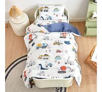 Toddler's Bed Linen Cotton Bed Linen for Baby Dinosaur with Zip Duvet Cover Bedding Set 100 x 135 cm + 40 x 60 cm, 2-Piece Set