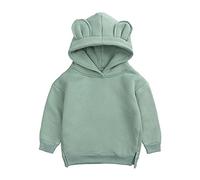 Toddlers Boys Girls Cute Bear Hooded Sweatshirt Infant Fleece Pullover Hoodie Casual Solid Color Warm Girl Baby Clothes Infant Soft Cotton Clothes (Green, 9-12 Months)