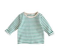 Toddlers Boys Girls Striped Sweatshirt Children's Spring Autumn Crew Neck Bottoming Shirt New Baby Long Sleeved T Shirt Male Casual Top (Green, 6-12 Months)