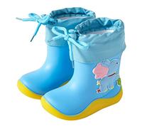 Toddlers Children Rain Shoes Boys And Girls Water Shoes Elephant Cartoon Character Rain Shoes With Warm Bundle Muzzle Rain Boots For Boys And Girls (G, 10 Little Child)
