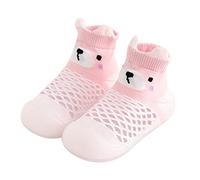 Toddlers Flat Shoes Boys Lightweight Mesh Walking Shoes Cute Breathable Floor Socks Plain Soft Sole Shoe Baby First Walking Shoe Summer Indoor Socks Wide Fit Casual Sock with Rubber Sole Pink