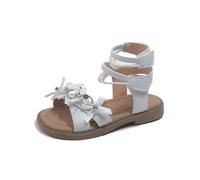 Toddlers Girls Open Toe Sandals with Pearls Bow Sparkly Crystal Flats Sandal with Hook and Loop Closure Lightweight Nonslip Shoes Adjustable Beach Summer Casual Shoe for Little and Big Kids