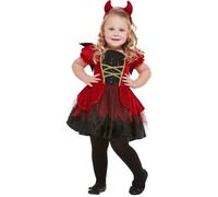 Red Devil Girls Fancy Dress Evil Demon Halloween Kids Toddlers Costume Outfit