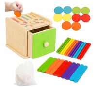 Toddlers Montessori Coin Box Toys, Wooden Montessori Toys for 1 2 3 Year Old, Color Sorting Stacking Sensory for Ages 2-4, Motor Skills Educational Learning Sensory Toy Gifts for 1+ Year Old Boys Girl