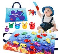 Toddlers Montessori Toys for 1 Year Old Boys Girls, 22 pcs Fabric Fishing Game Soft Play for Baby 1-3, Counting, Color Sorting, Stacking, Shape, Letter Learning for Ages 12-36 Months, Birthday Gifts