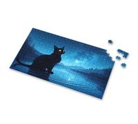 Toddlers Toys A Black Cat Sits On Water Under A Starry Night Sky. Picture Puzzle 3 Year Old Girl Gifts Puzzle Board(1000PCS)