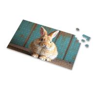 Toddlers Toys A Cute Brown Rabbit Sitting On A Wooden Surface. Picture Puzzle Puzzles For Adults 1000 Pieces 500 Piece Puzzles F(500PCS)