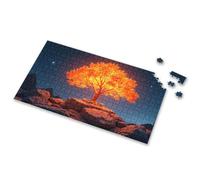 Toddlers Toys A Glowing Tree Stands On A Rocky Outcrop Under A Starry Night Sky. Picture Puzzle Puzzles For Adults 1000 Pieces 500 Piece Puzzles F(300PCS)