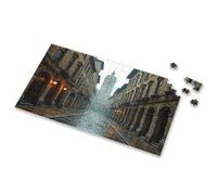 Toddlers Toys A Wet Cobblestone Street Lined With Historic Buildings Leads To A Distant Clock Tower Picture Puzzle Puzzles For Adults 500 Pieces 750 Piece Puzzles Fo(300PCS)
