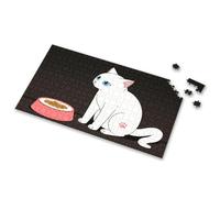 Toddlers Toys A White Cat With Blue Eyes Sits Beside An Empty Food Bowl Picture Puzzle Toys For Boys 4-6 300 Piece Puzzles For Adults Lar(1000PCS)